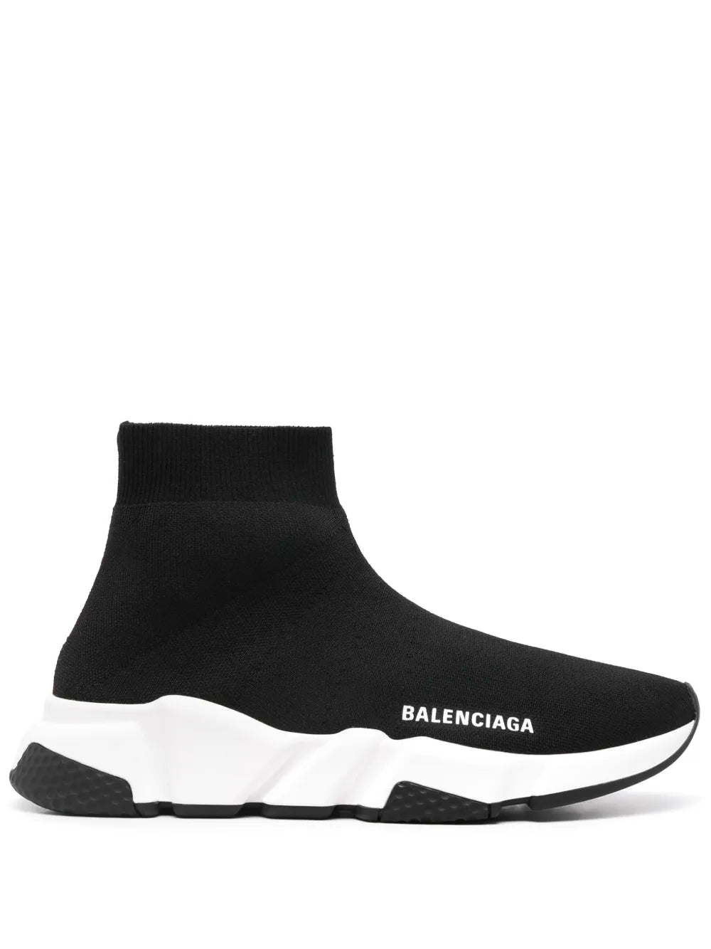 Balenciaga Speed 2.0 black knit sock sneaker with white midsole