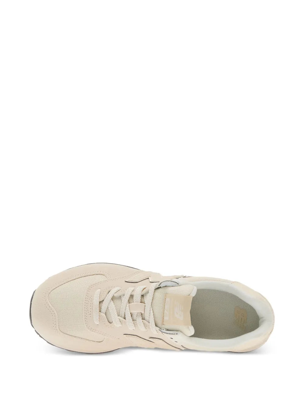 New Balance 574 beige lace-up sneaker with padded collar and side profile