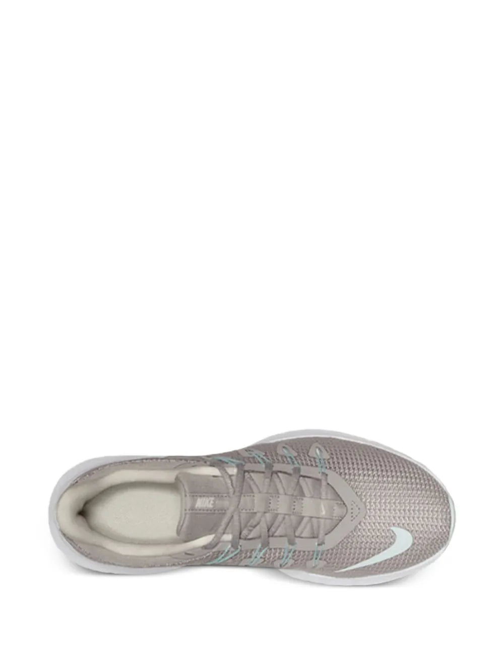 Nike Quest Mesh grey mesh lace-up shoe, open interior view, textured sole