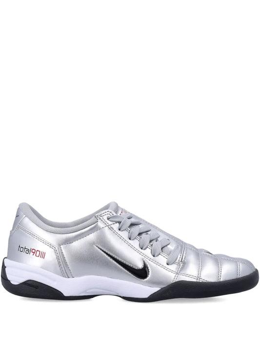 Nike Total 90 quilted lace-up sneakers, metallic silver upper, black sole