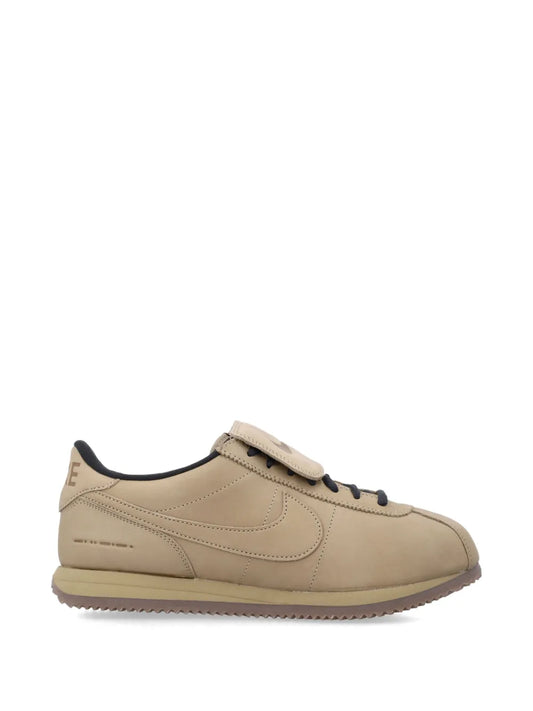 Nike beige leather Cortez-style sneaker, lace-up with gum sole