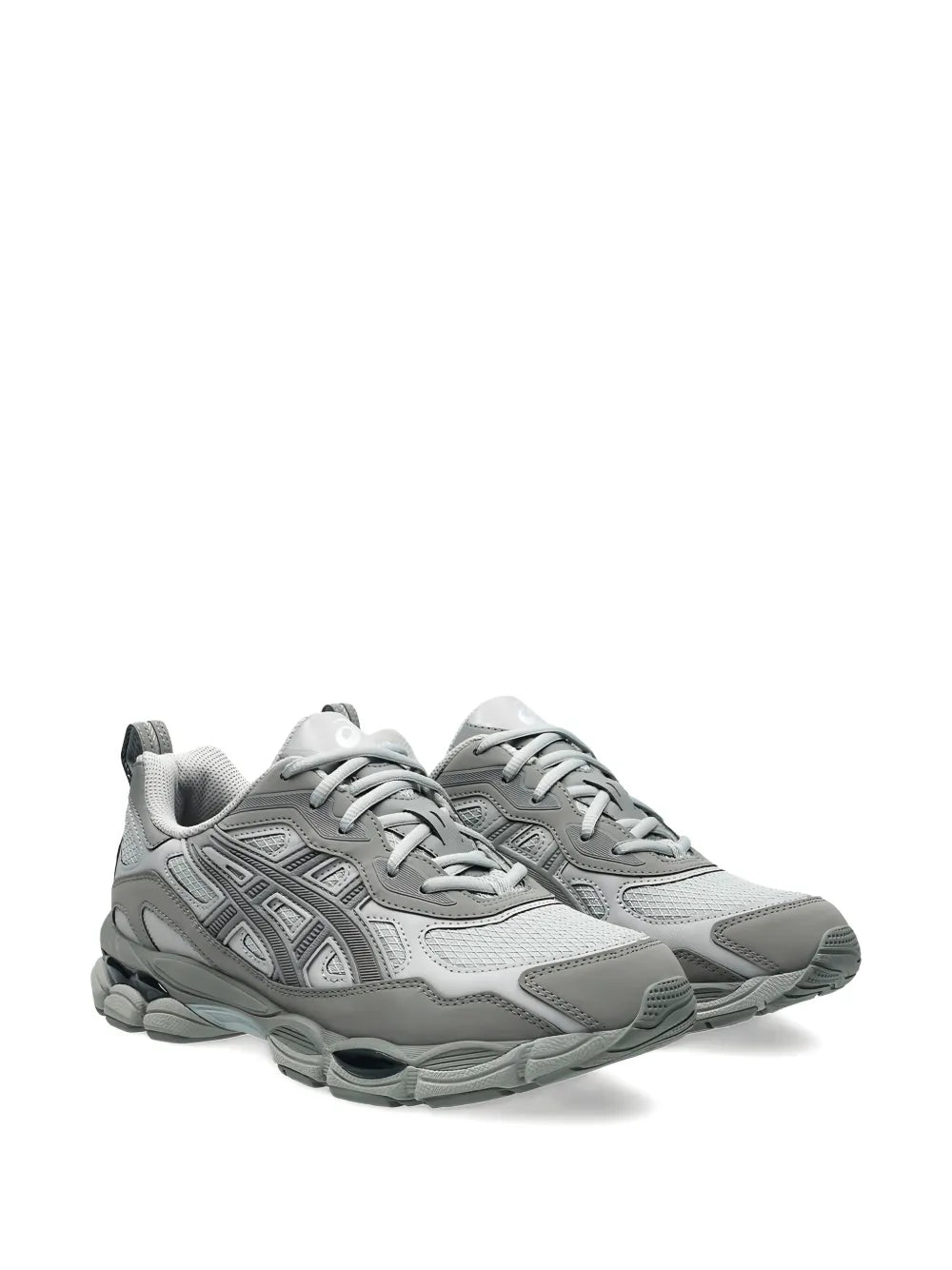ASICS Gel-Nyc Rgd grey lace-up running sneaker, angled profile with thick sole