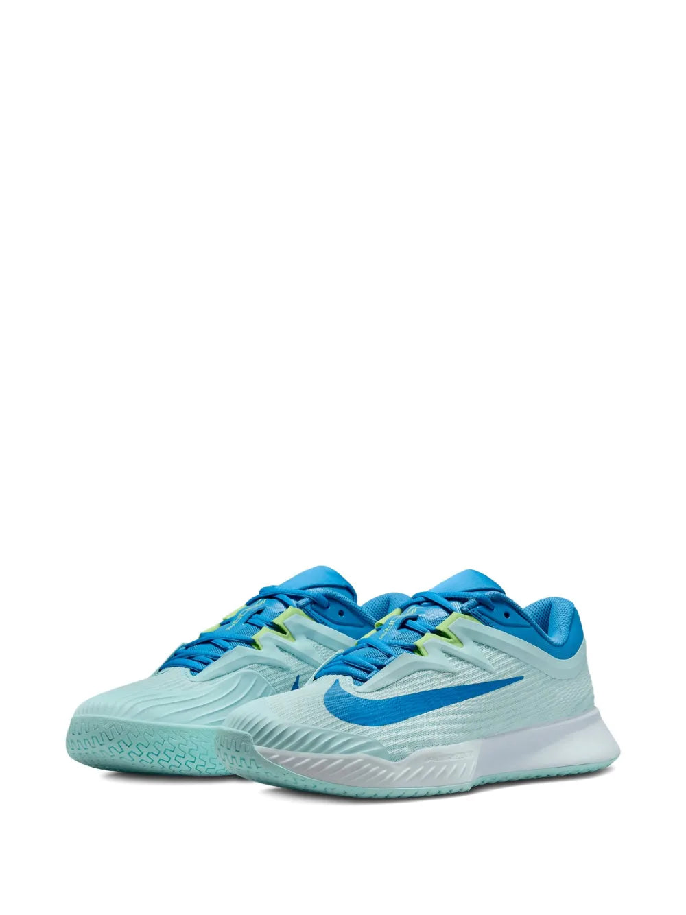 Nike Air Zoom Vapor Pro 3 HC court shoe, aqua knit upper with bright blue laces.