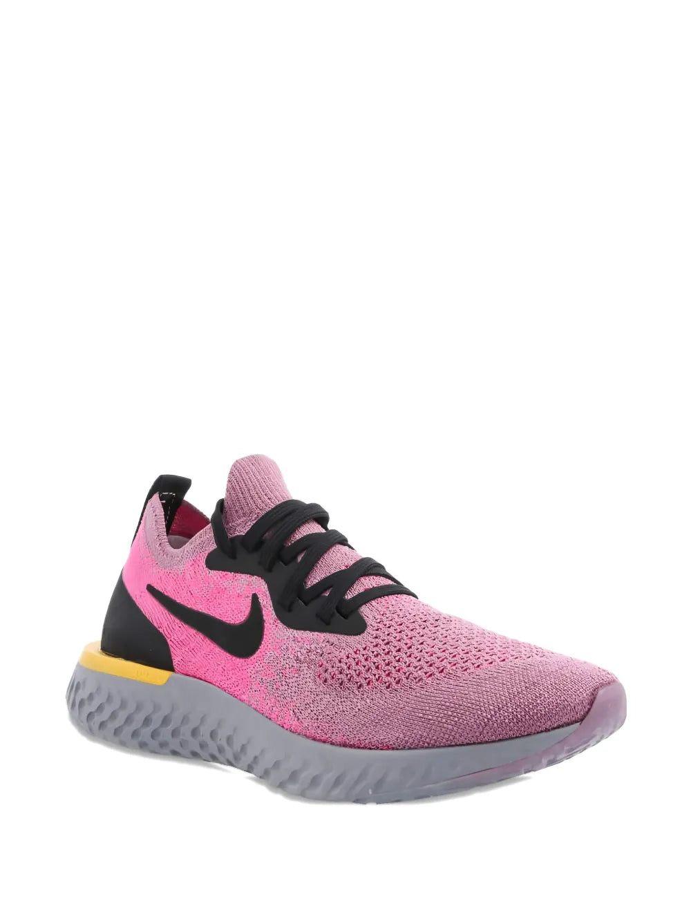 Nike Epic React Flyknit running shoe, pink knit with black laces