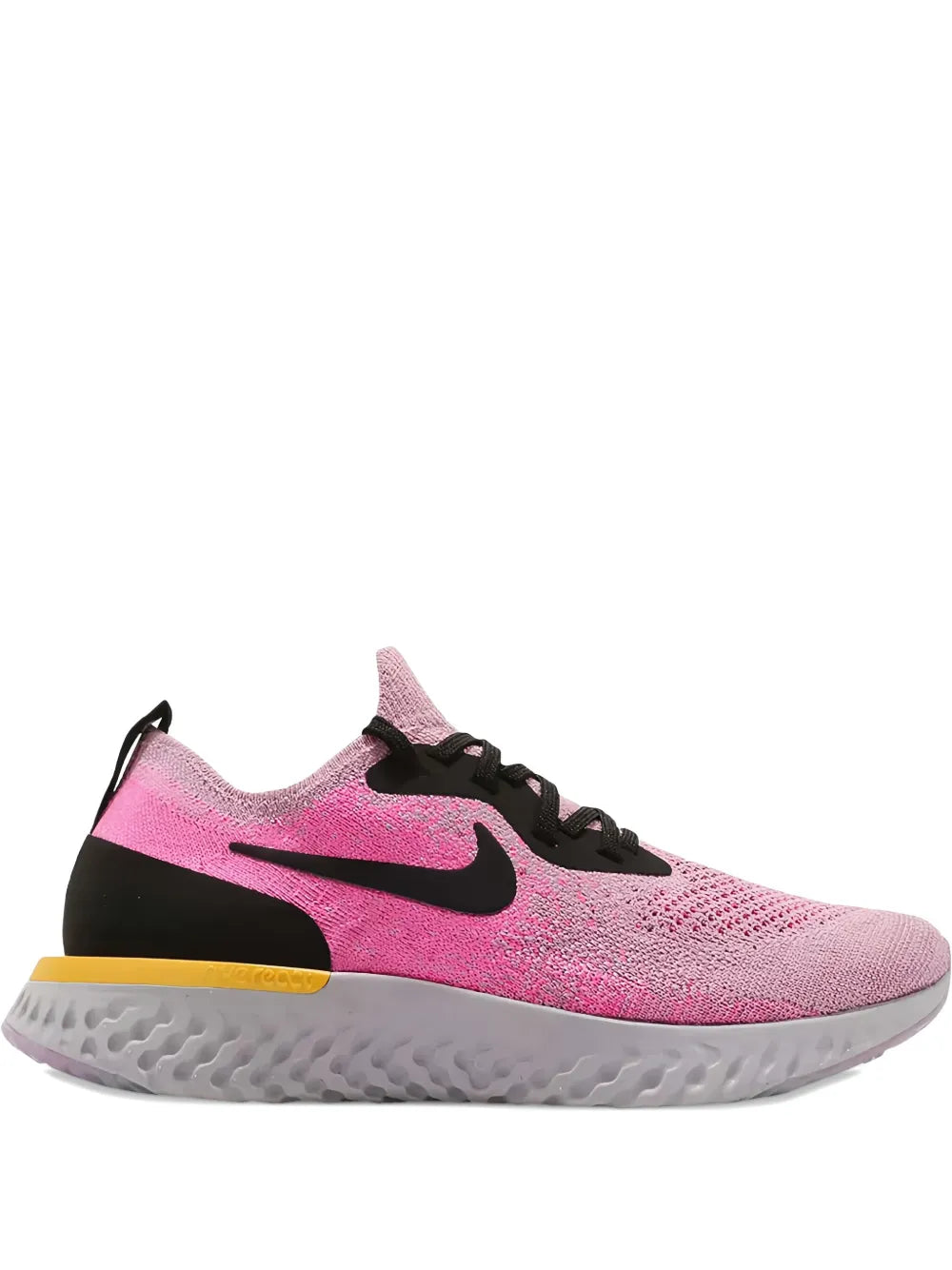 Nike Epic React Flyknit running shoe, pink with black swoosh