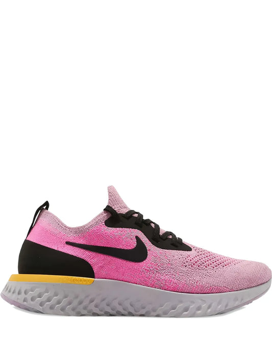 Nike Epic React Flyknit running shoe, pink with black swoosh