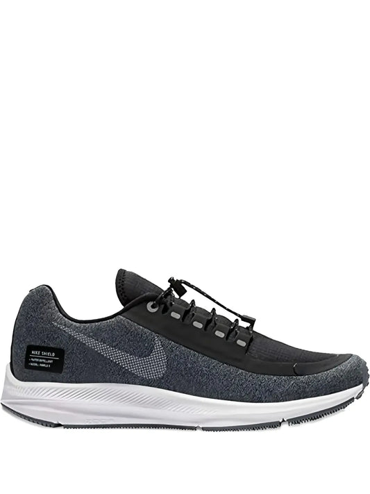 Nike Air Zoom Winflo 5 Shield running shoe, grey/black knit upper, lace-up, cushioned sole