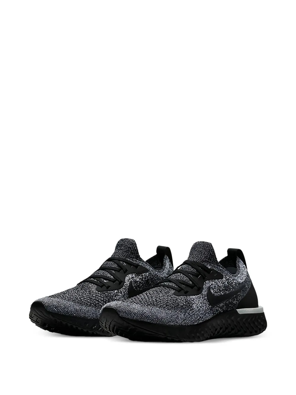 Nike dark knit running shoe, lace-up with Swoosh on side and textured sole