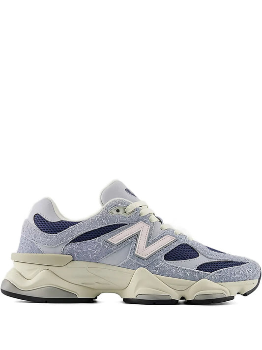 New Balance 9060 sneakers in grey and navy mesh with cream midsole