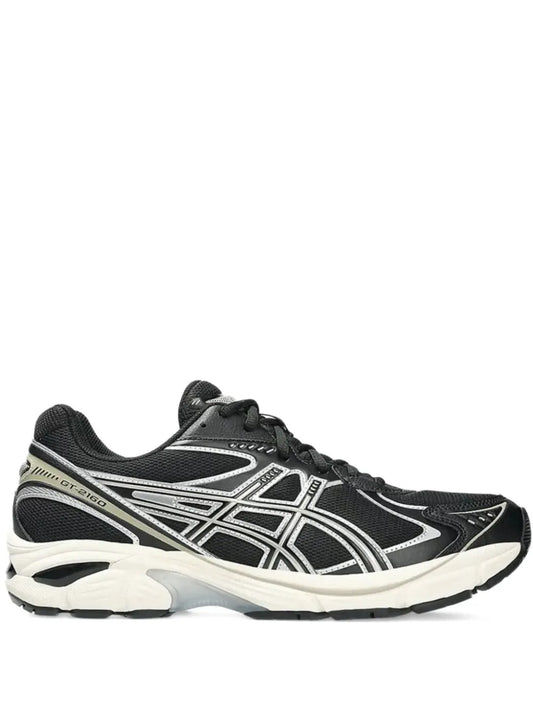 ASICS Gt-2160 running shoes, black mesh with silver accents and white midsole, lace-up.