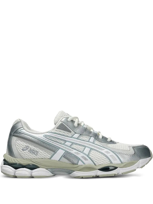 ASICS Gel-Nyc 2055 lace-up running sneaker in cream and gray with chunky sole