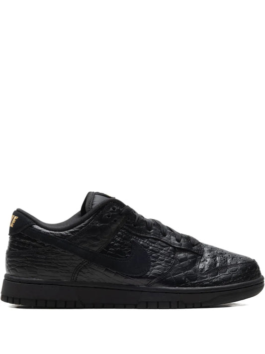 Nike Dunk Low sneakers in black croc-effect leather, lace-up, low-profile rubber sole