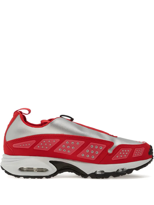 Women's Nike sneaker in red and light gray with Air midsole detail