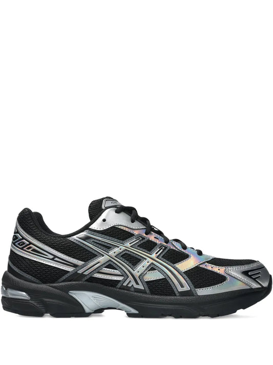 ASICS Gel-1130 sneakers, black with silver accents, lace-up round toe