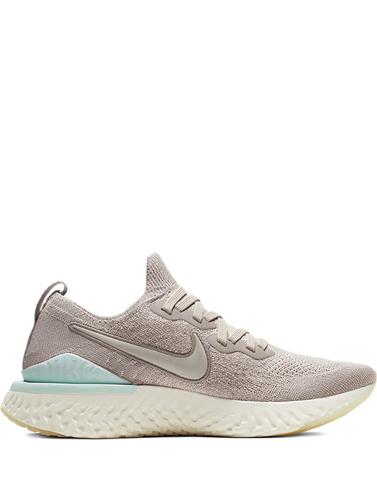 Nike Epic React Flyknit 2 trainers in grey knit with mint midsole and swoosh
