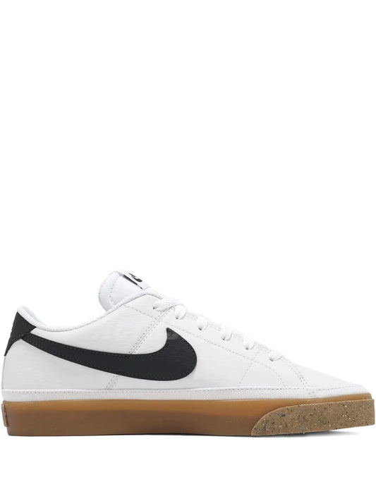 Nike Court Legacy Next Nature white sneakers with black swoosh and gum sole