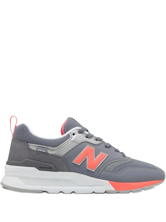 Grey New Balance 997H logo-patch sneaker, orange N side logo, lace-up