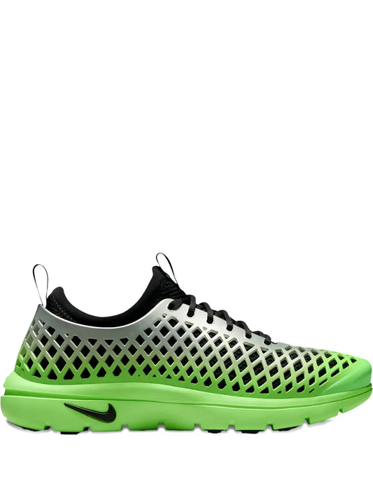 Nike Air Rejuven8 lace-up running shoes, black mesh upper with neon green accents