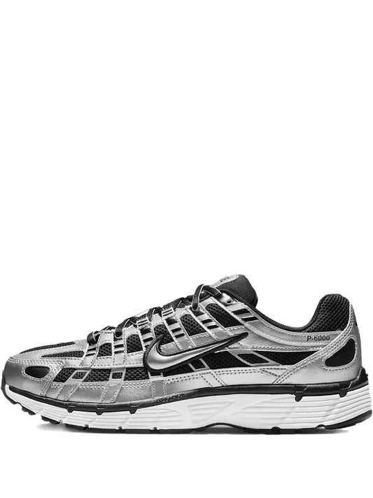 Black and gray lace-up running sneaker with Nike Swoosh, chunky sole