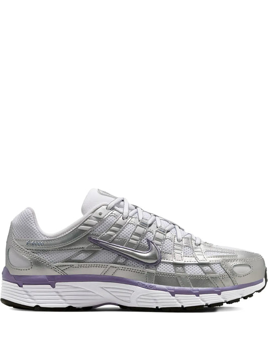 Nike P-6000 running sneakers, light gray with purple accents and logo