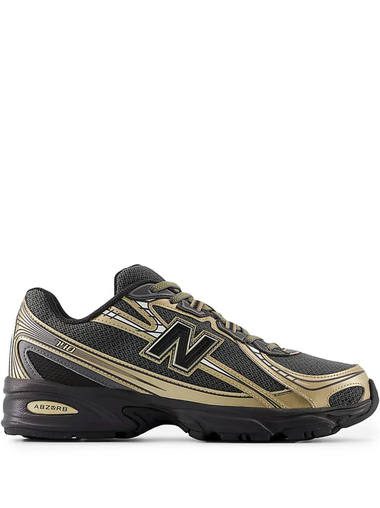 New Balance 740 lace-up running shoe, black/cream, N logo, rubber sole