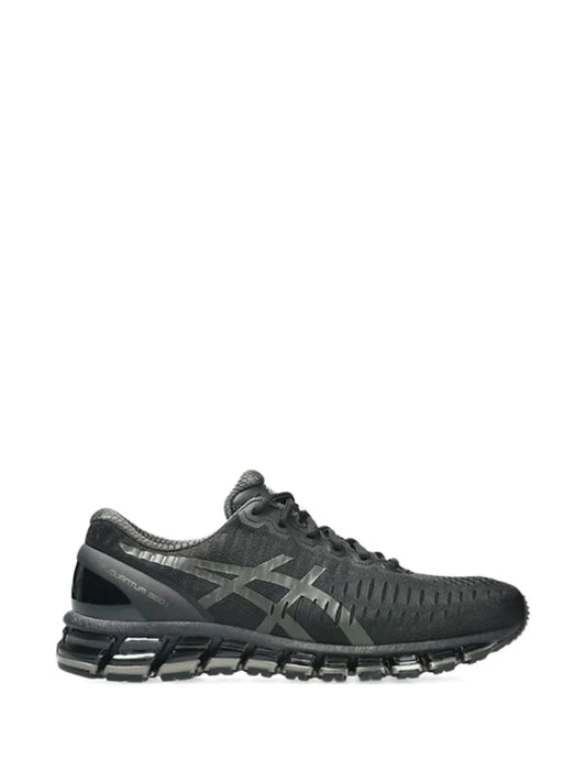 ASICS Gel-Quantum 360 I black running shoe, side view with laced mesh upper