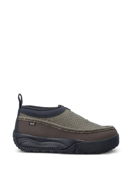 Nike ACG Izy zip slip-on shoe, olive-green knit upper, dark rubber sole