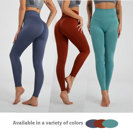 Women's fitness pants, dark blue high-rise leggings with smooth stretch waistband