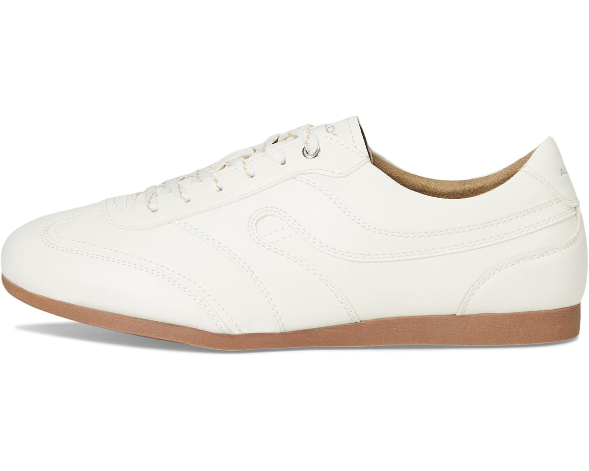 Men's ALDO Aris low-top sneaker, white leather with lace-up and tan gum sole