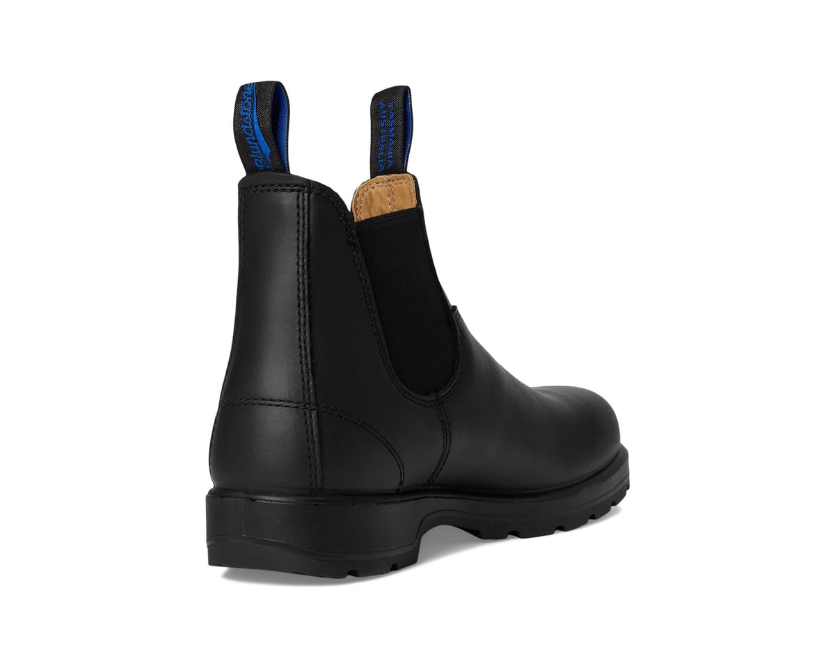 Blundstone BL566 black Chelsea boots rear view with elastic gore and low heel