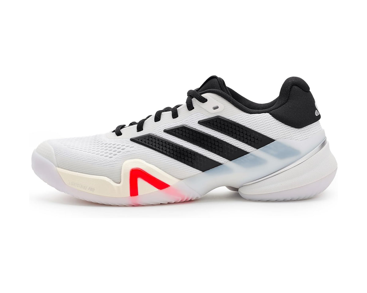 Men's adidas Barricade 1/4 Tennis Shoes White/Black/Lucid Red 1