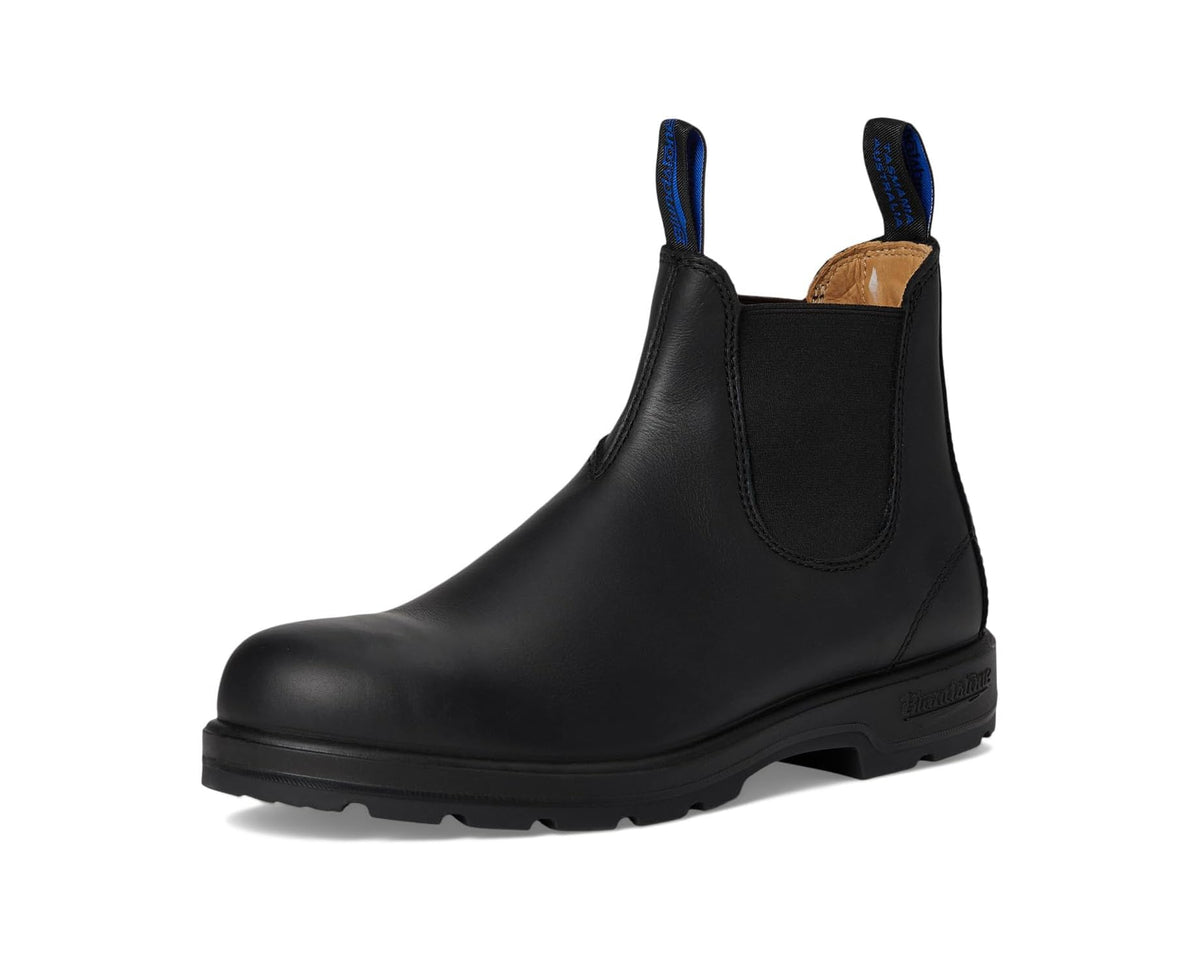 Blundstone BL566 black Chelsea boot front view with elastic gore and thick lug sole