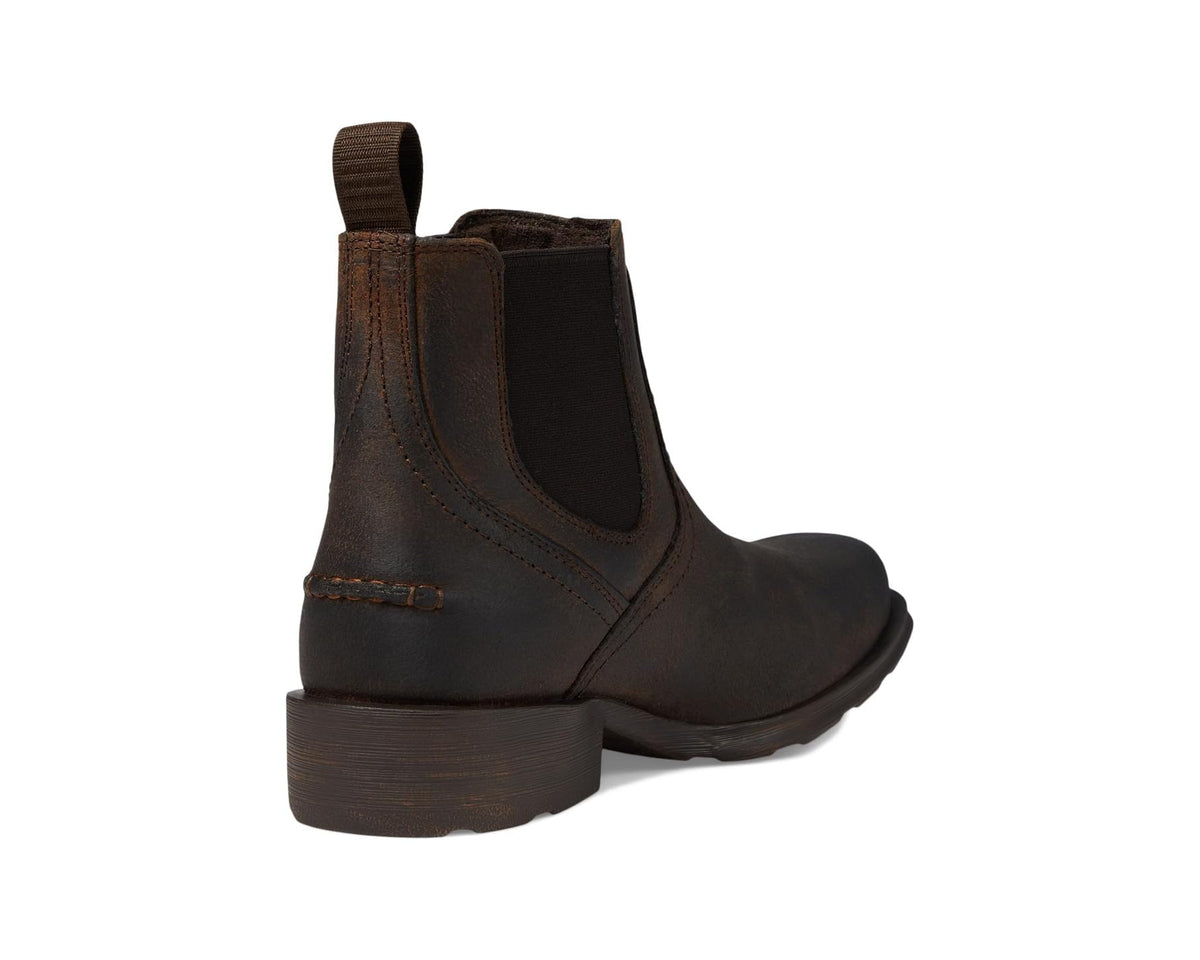 Ariat men's dark brown Chelsea boots with stitched detailing and block heel