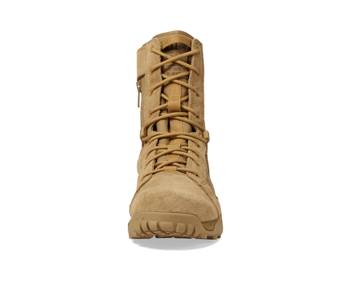 Men's coyote tan tactical boot, side view with lace-up closure and rugged sole