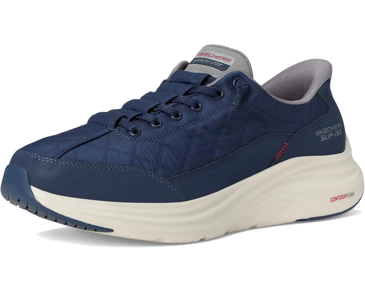 Men's SKECHERS slip-in sneakers in navy with grey collar and white foam sole