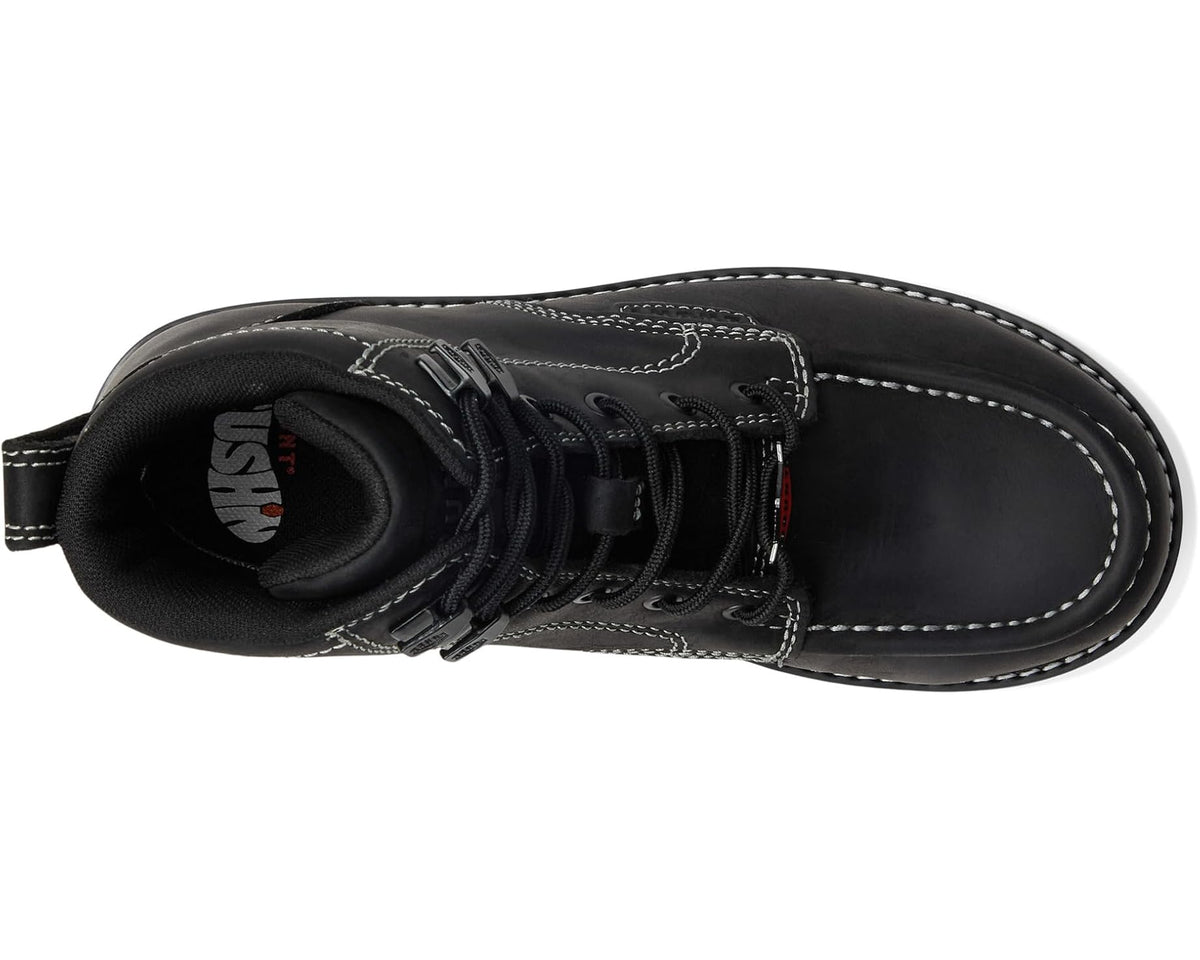 BRUNT Marin comp-toe black boot with lace-up eyelets and padded tongue