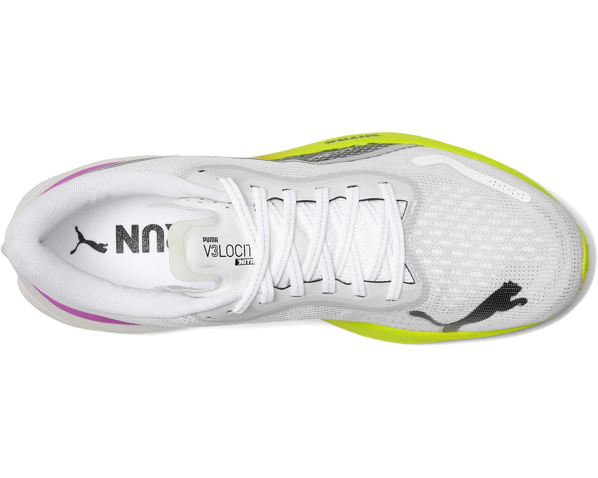 Men's PUMA Velocity Nitro 3 Running Shoes Puma White/Pure Magenta/Yellow Alert