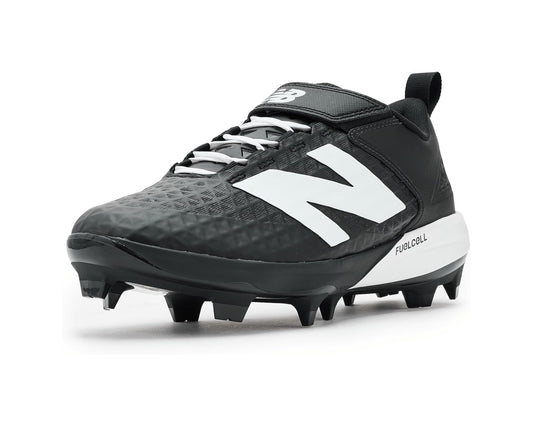 Black and white molded baseball cleats with NB logo and FuelCell branding