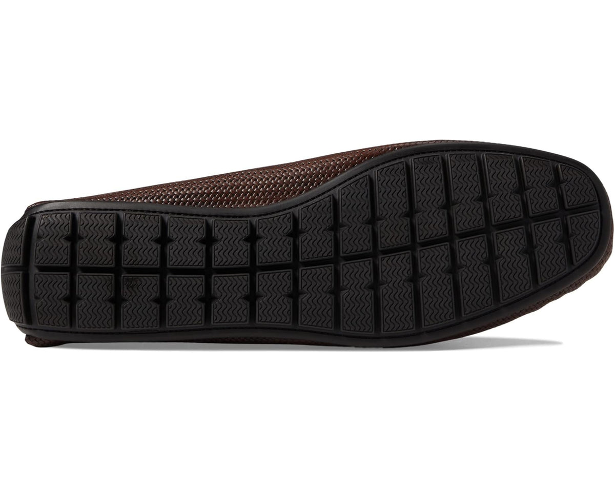 To Boot New York Bruciato loafer outsole, dark brown upper with treaded rubber sole