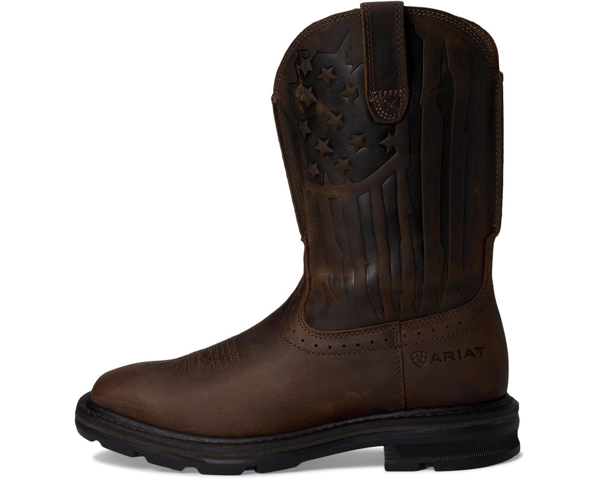 Men's Ariat Sierra Shock Shield Patriot Work Boots Distressed Brown