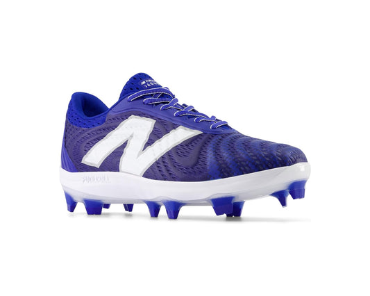 Men's New Balance molded baseball cleat, Team Royal blue with white accents and studs