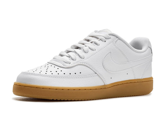 Men's Nike low-top sneakers in white leather with gum light brown outsole
