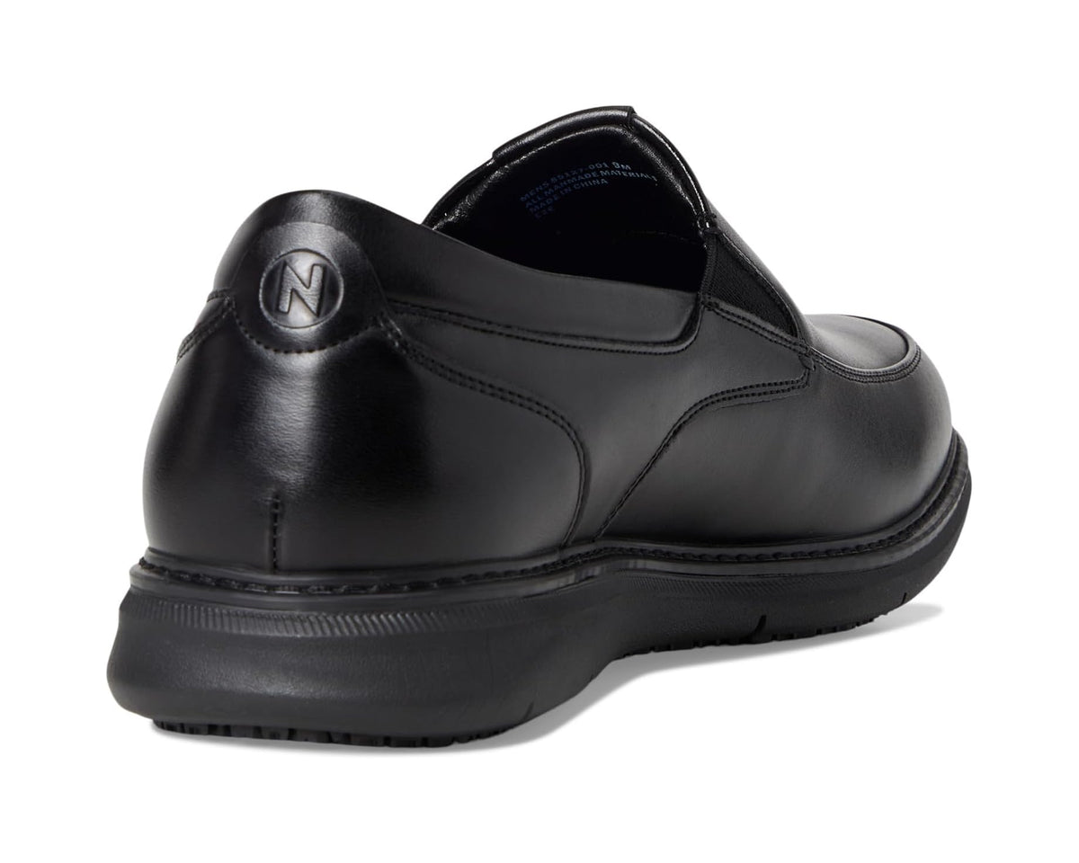 Men's Nunn Bush Chase Slip Resistant Work Slip-On for Restaurant Food Service & Hospitality Black