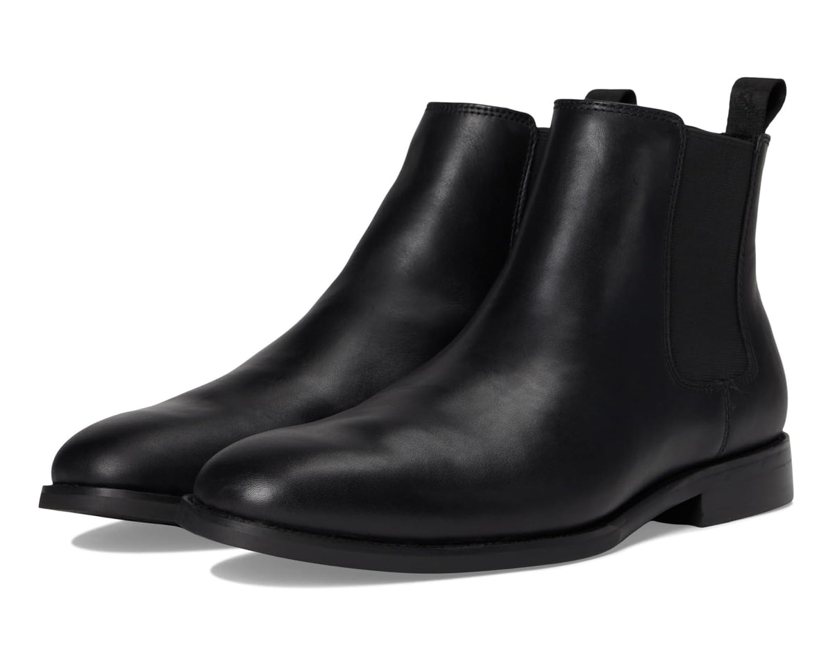 Men's ALDO black leather chelsea boot with side elastic gore and pull tab