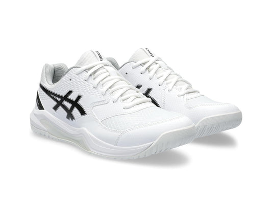 ASICS GEL-Dedicate 8 tennis shoes, white with black logo, lace-up