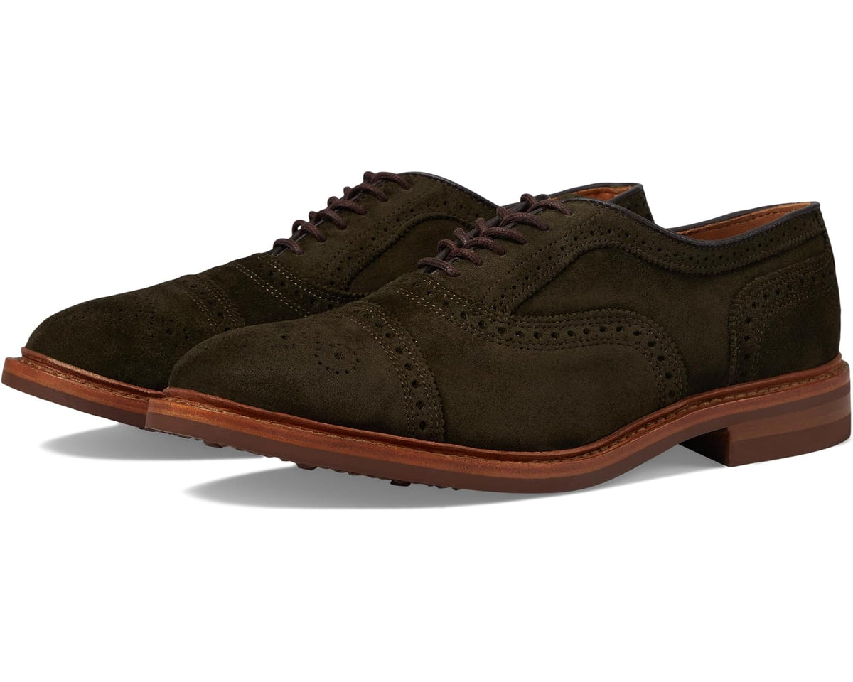 Men's Allen Edmonds Strandmok Cap Toes Hunting Green Suede