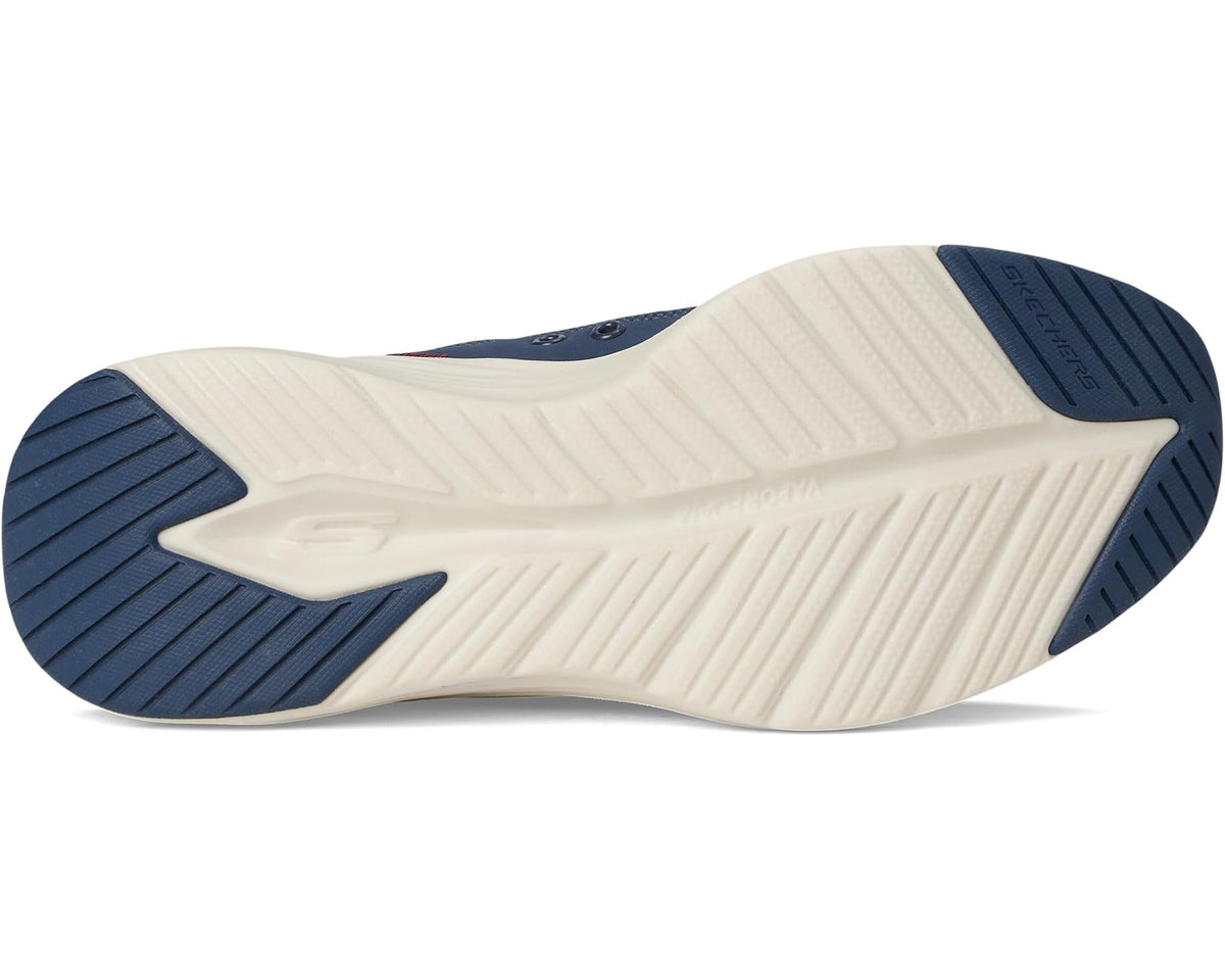 Navy sneaker outsole with white midsole and dark textured tread pattern