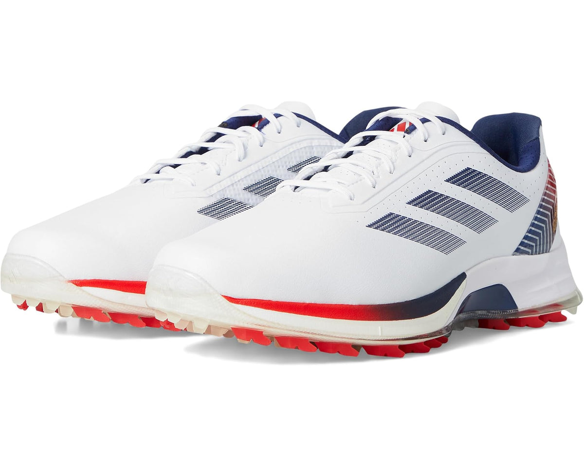 Men's adidas Golf Adizero Zg Ryder Spikeless Golf Shoes Footwear White/Dark Blue/Red