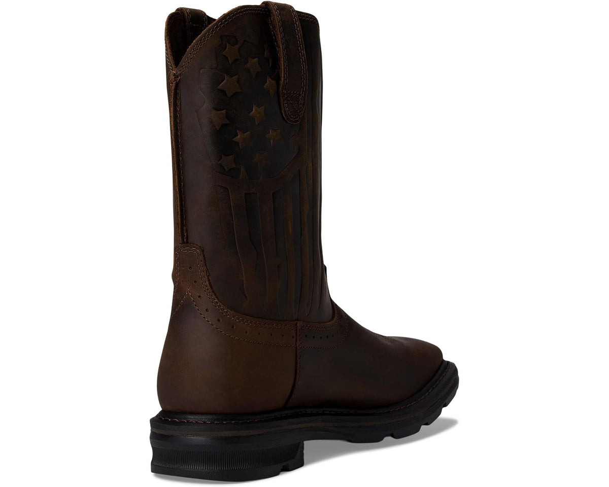 Men's Ariat Sierra Shock Shield Patriot Work Boots Distressed Brown