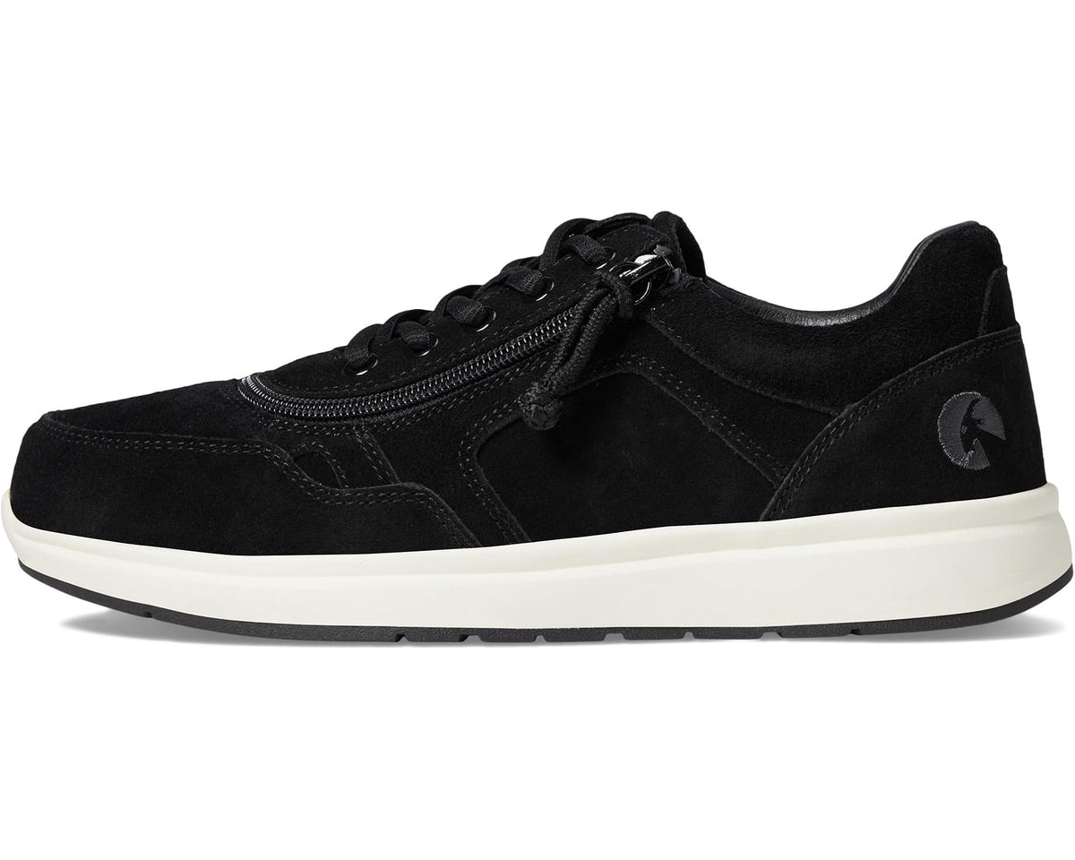 Men's black suede jogger sneakers with lace-up and side logo